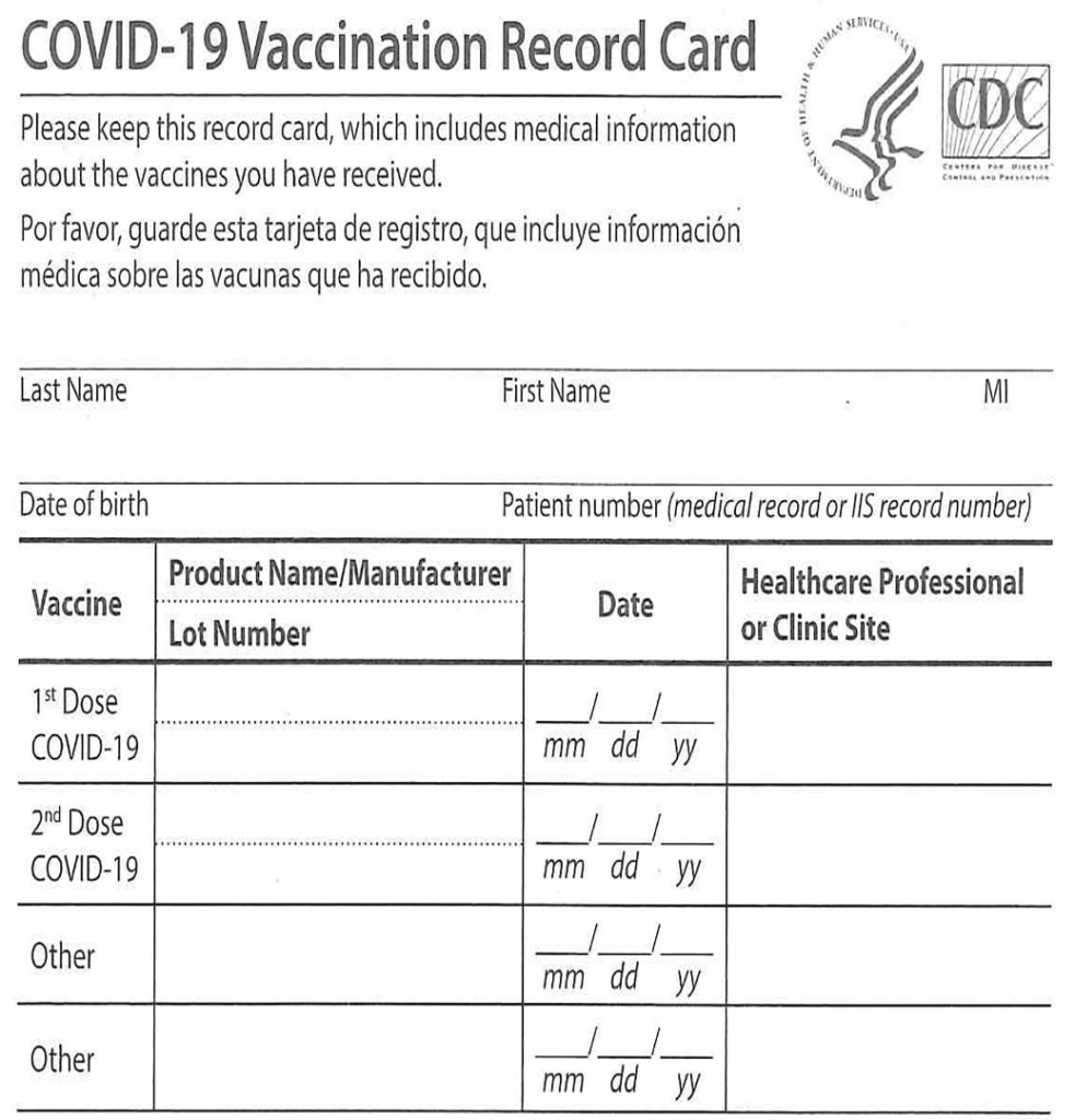 COVID-19 Vaccination Card